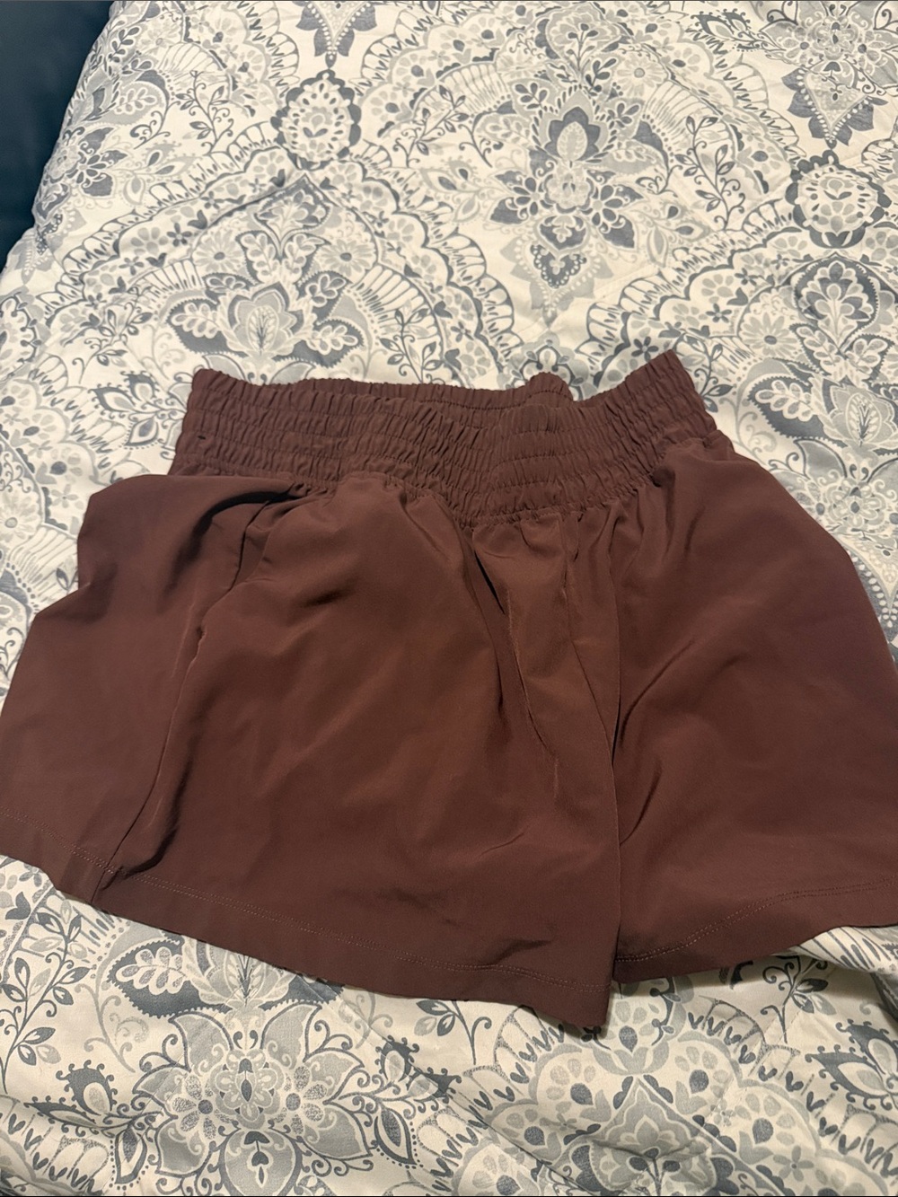 Girls' Smocked Waist Brown Shorts